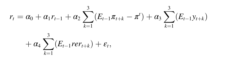 Linear Taylor Rule Estimation (taken from Caporale et al. (2018))