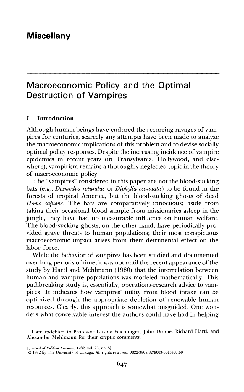 Dennis J. Snower — Macroeconomic Policy and the Optimal Destruction of Vampires